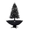 vidaXL Brad de Crăciun cu ninsoare și bază umbrelă, negru, 190 cm, PVC