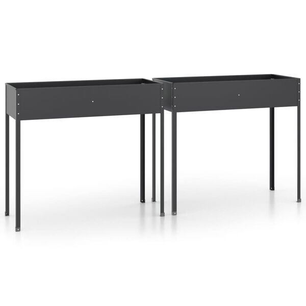 vidaXL Jardiniere de grădină, 2 buc., antracit, oțel galvanizat