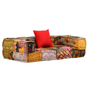 vidaXL Canapea puf modulară cu 2 locuri, petice, material textil