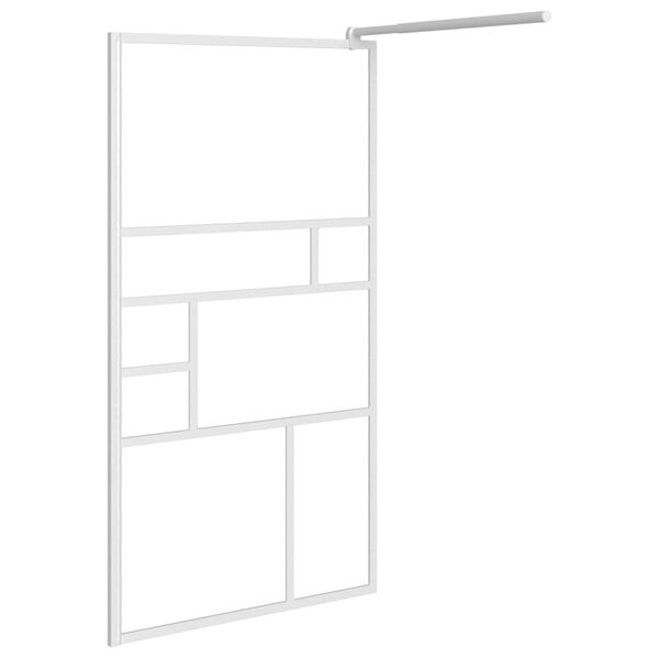 vidaXL Perete pentru cabină de duș walk-in, alb, 100x195cm, sticlă ESG