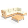 vidaXL Set mobilier grădină cu perne crem, 5 piese, lemn de pin