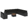 vidaXL Set canapele de grădină, 12 piese, cu perne, negru, poliratan