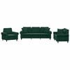 vidaXL Set canapea cu perne, 3 piese, verde &icirc;nchis, catifea