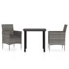 vidaXL Set mobilier de grădină, cu perne, 3 piese, gri și negru