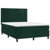 vidaXL Pat box spring cu saltea, verde &icirc;nchis, 140x190 cm, catifea