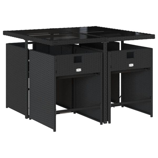 vidaXL Set mobilier de grădină cu perne, 5 piese, negru, poliratan