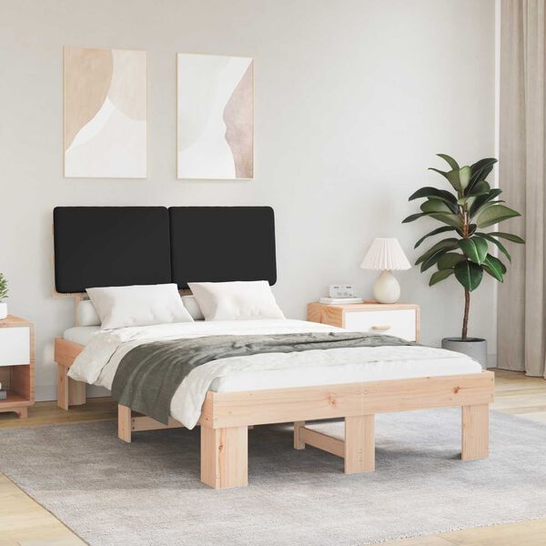 vidaXL Cadru de pat cu tăblie tapițată cu headboard Negru 120 x 200 cm