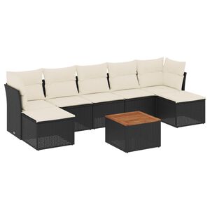 vidaXL Set mobilier de grădină cu perne, 8 piese, negru, poliratan