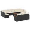 vidaXL Set mobilier de grădină cu perne, 14 piese, negru, poliratan