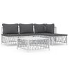 vidaXL Set mobilier de grădină, 5 piese, cu perne, alb, oțel