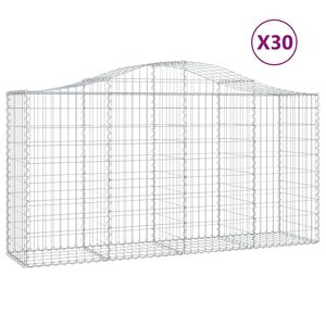 vidaXL Coșuri gabion arcuite 30 buc, 200x50x100/120cm, fier galvanizat