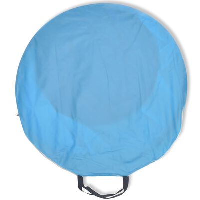 vidaXL Cort de plajă cu parasolar pliabil, albastru deschis