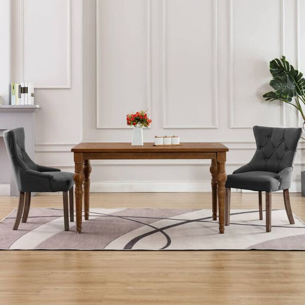 vidaXL Scaune de bucătărie, 2 buc., gri, textil