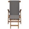 vidaXL Șezlong cu pernă, gri &icirc;nchis, lemn masiv de tec