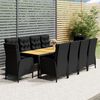 vidaXL Set mobilier de grădină, 11 piese, negru, poliratan