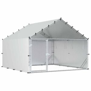 vidaXL Cot pentru pui cu acoperiș Argintiu 200 x 200 x 150 cm