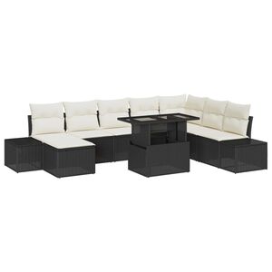 vidaXL Set de canapele pentru grădină 9 pcs Negru Rattan poli