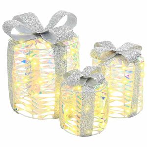 vidaXL Decorațiune Cutie Cadou 3 buc. Alb cald 20 x 20 x 20 cm PET
