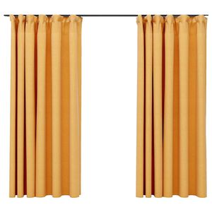 vidaXL Draperii opace aspect in, c&acirc;rlige, 2 buc., galben, 140 x 175 cm