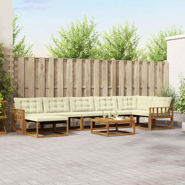 vidaXL Set de canapele de exterior cu pernă 22 pcs Natural și Crem