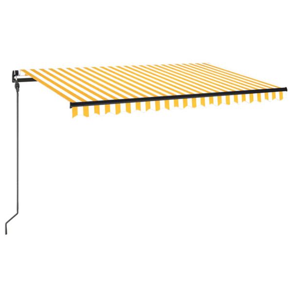 vidaXL Copertină retractabilă manual, galben și alb, 450x300 cm