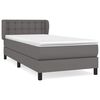 vidaXL Pat box spring cu saltea, gri, 90x190 cm, piele ecologică