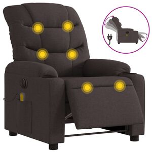 vidaXL Fotoliu electric de masaj rabatabil, maro &icirc;nchis, textil