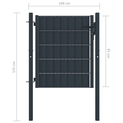 vidaXL Poartă de gard, antracit, 100x81 cm, PVC și oțel