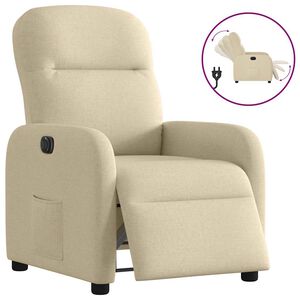 vidaXL Fotoliu rabatabil electric, crem, material textil