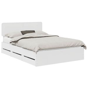 vidaXL Cadru de pat cu headboard Alb 150 x 200 cm Lemn prelucrat