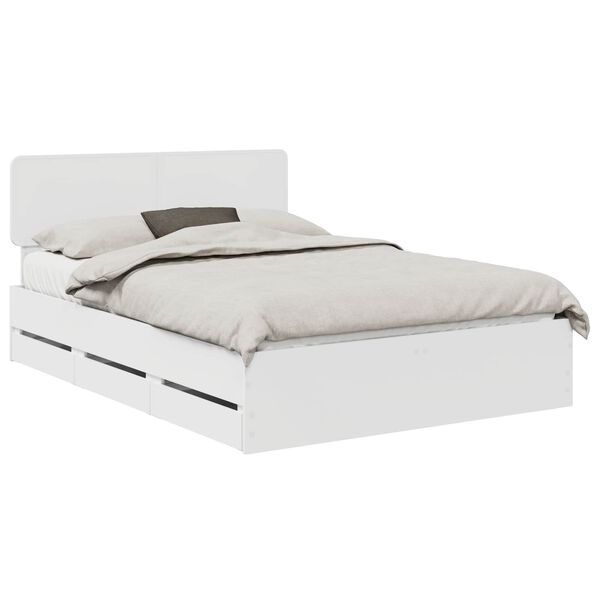 vidaXL Cadru de pat cu headboard Alb 150 x 200 cm Lemn prelucrat