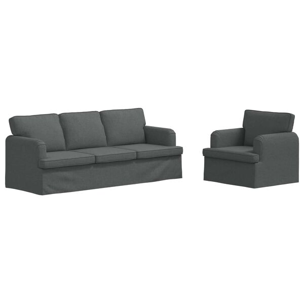 vidaXL Canapea 2 pcs Gri &icirc;nchis 144 x 80 x 85 cm țesătură