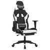 vidaXL Scaun de gaming masaj/suport picioare alb/negru piele eco