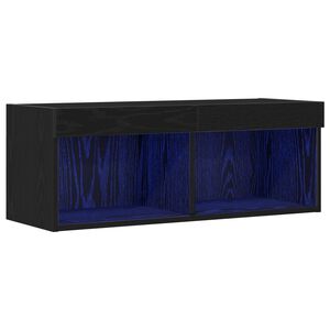 vidaXL Set comodă TV cu led Stejar Negru 80 x 30 x 30 cm Lemn compozit