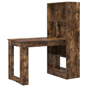 vidaXL Birou Stejar fumuriu Lemn prelucrat 122 x 67 x 145 cm