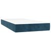 vidaXL Pat box spring cu saltea, albastru &icirc;nchis, 90x200 cm, catifea