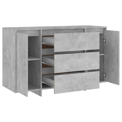 vidaXL Servantă cu 3 sertare, gri beton, 120x41x75 cm, PAL