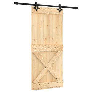 vidaXL Ușă glisantă Natural și Negru 90 x 210 cm Lemn de Pin Solid