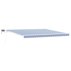 vidaXL Cortina Retractabilă Manual Albastru și Alb 450 &times; 300 cm