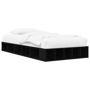 vidaXL Cadru de pat cu depozitare cu raft Stejar Negru 80 x 200 cm
