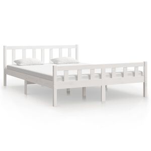 vidaXL Cadru de pat King Size, alb, 150x200 cm, lemn masiv