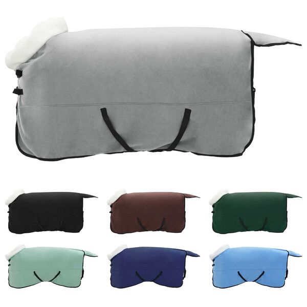 vidaXL Pătură pentru cai Verde &icirc;nchis complet 135 cm Fleece polar
