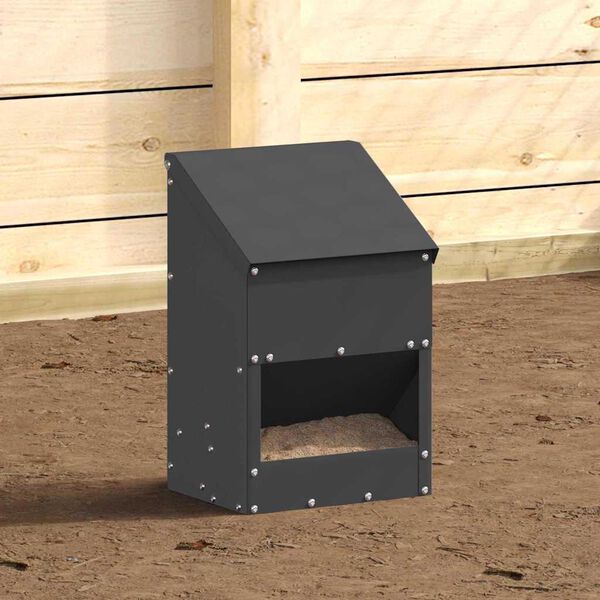 vidaXL Feeder pentru pui Negru 21 x 16 x 33 cm Oțel Laminat la Rece