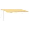 vidaXL Copertină retractabilă automat, cu stâlpi, galben&alb 5x3,5 m