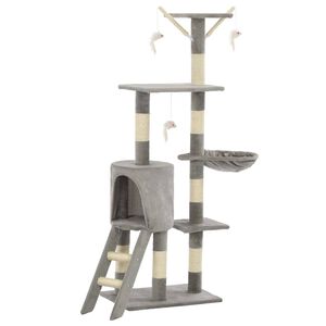 vidaXL Ansamblu pisici cu st&acirc;lpi din funie de sisal, 138 cm, gri