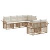 vidaXL Set de canapele de exterior 7 buc. Alb Natural și Crem