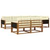 vidaXL Set de canapele de exterior cu pernă 7 pcs Natural și Crem