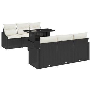 vidaXL Set de canapele pentru grădină 7 buc. Negru poliratan