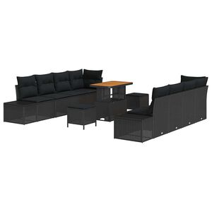 vidaXL Set de canapele pentru grădină Negru Rattan poli