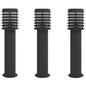 vidaXL Lămpi de podea de exterior 3 buc. negru 60 cm oțel inoxidabil